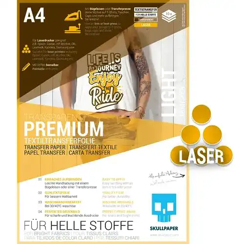 Die beste Transferfolie Laserdrucker SKULLPAPER ® für HELLE Stoffe 2026 Test Bestseller Transferfolie Laserdrucker SKULLPAPER ® für HELLE Stoffe