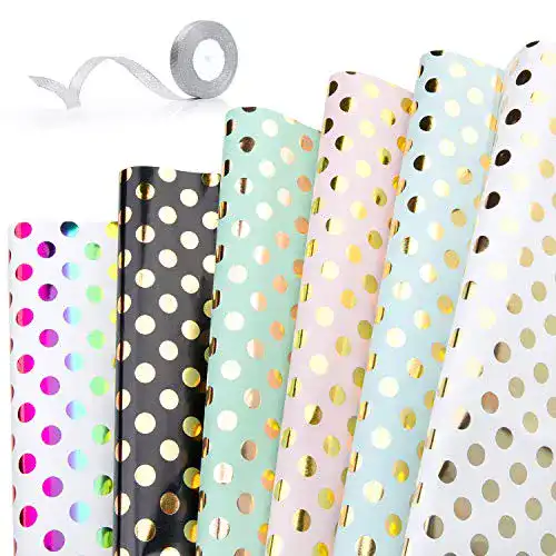 Geschenkpapier GuKKK , 6 Stücke Geburtstag und 1 Rolle Band