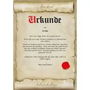 Urkunde ALEMARG personalisiert Geschenk Karte Abschied