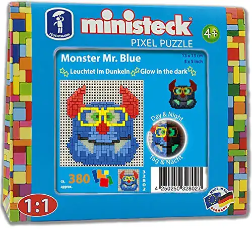 Ministeck Ministeck 32802 Mosaik-Bild Monster Mr. Blue, leuchtet