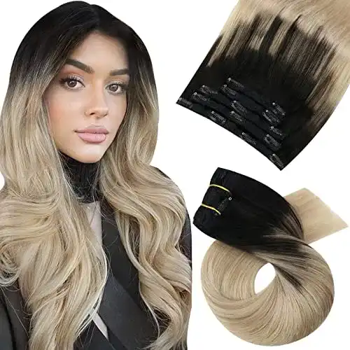 Clip-in-Extensions Moresoo Echthaar Balayage Remy Doppelt