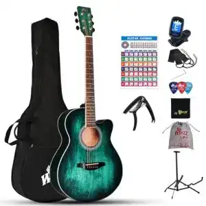 Anfänger-Gitarre Winzz Akustikgitarre Blau-grün, Westerngitarre