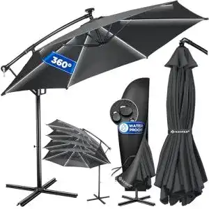 Ampelschirm KESSER ® Alu LED Solar Ø300cm + Abdeckung