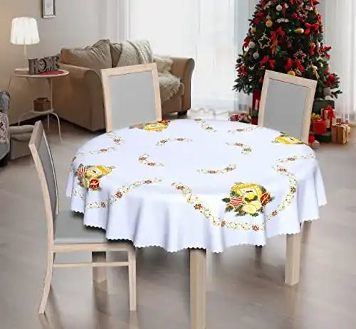 Weihnachtstischdecke Goldmar Elegant aus 100% Polyester, Rund