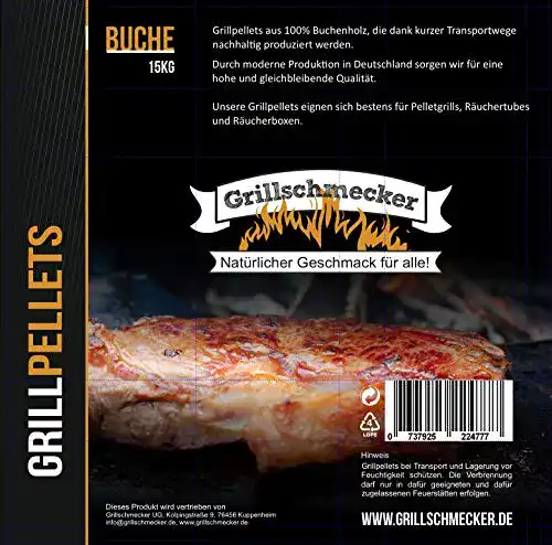 Holzpellet Grillschmecker Grillpellets – s aus reiner Buche 15kg Sack