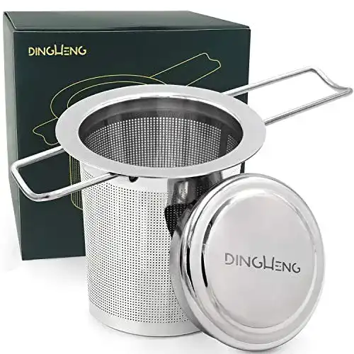 Teesieb DINGHENG Teefilter und Deckel/Abtropfschale, rostfrei