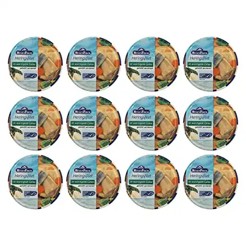 Die beste Heringe (zum Essen) Rügen Fisch Heringsfilet in Gelee, 12 x 200 g 2026 Test Bestseller Heringe (zum Essen) Rügen Fisch Heringsfilet in Gelee, 12 x 200 g