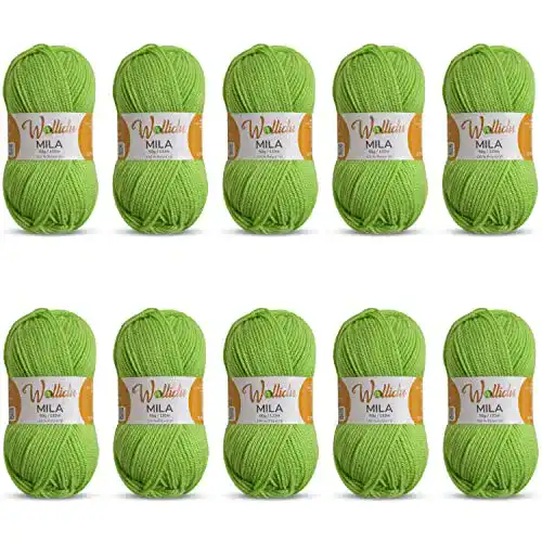 Grüne Wolle Wollidu Mila Garn zum Häkeln und Stricken 10 x 50g