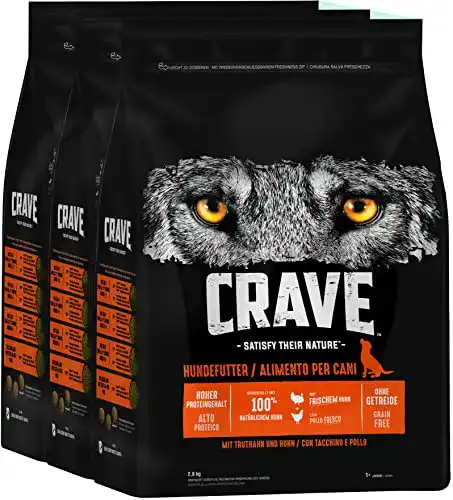 Hundefutter Crave Dog CRAVE Premium Trockenfutter, 3 x 2.8 kg