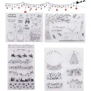 Silikonstempel HIQE-FL 4 Blätter Stempel Weihnachten, Winter