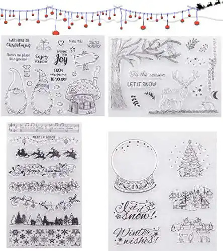Silikonstempel HIQE-FL 4 Blätter Stempel Weihnachten, Winter