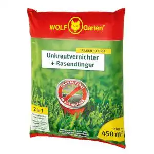 Rasendünger mit Unkrautvernichter WOLF Garten – 2-in-1