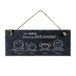 Schiefertafel Casa Vivente mit Gravur, Hier wohnt, Personalisiert