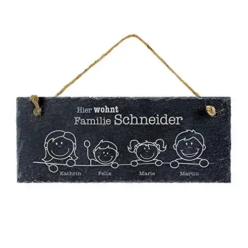 Schiefertafel Casa Vivente mit Gravur, Hier wohnt, Personalisiert