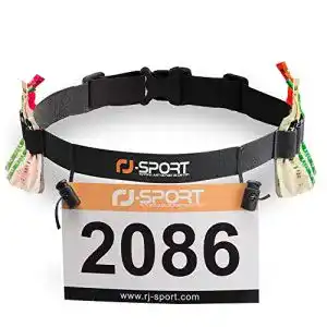 Startnummernband RJ-Sport Triathlon Laufgurt & 6 Gel-Halter