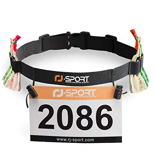 Startnummernband RJ-Sport Triathlon Laufgurt & 6 Gel-Halter