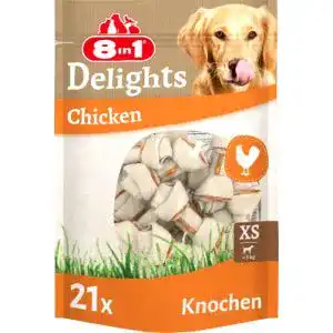 Hundeleckerlies 8in1 Delights Chicken Knochen XS – 21 Stück