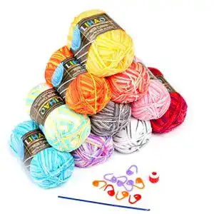 Wolle LIHAO 10x50g zum Stricken Handstrickgarn 10 Farben