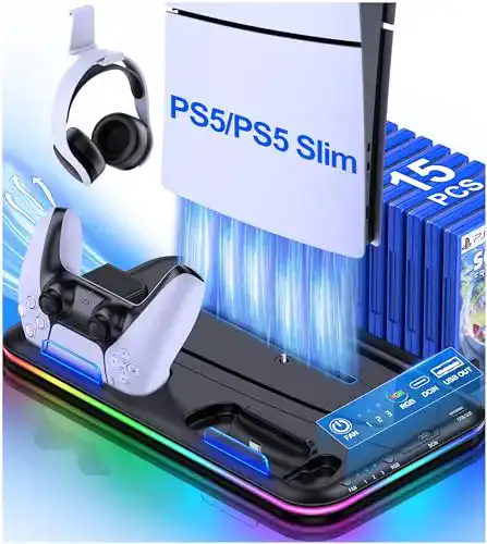 PS5 Staender HELLCOOL PS5 Ständer mit PS5 Lüfter, PS5 Standfuß