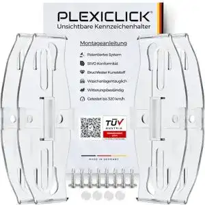 Kennzeichenhalter PLEXICLICK ® rahmenlos unsichtbar
