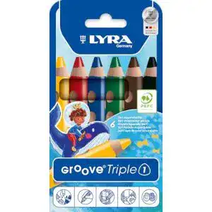 Dicke Buntstifte LYRA Groove Triple I Kartonetui mit 6 Farbstiften