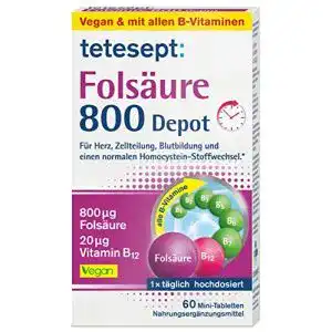 Folsäure tetesept 800 Depot, Vegan, 60 Minitabletten