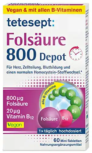 Folsäure tetesept 800 Depot, Vegan, 60 Minitabletten