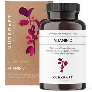 Vitamin C Kurkraft Acerola, 180 vegane Kapseln für 6 Monate