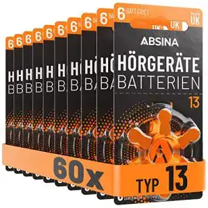 Hörgeräte-Batterien-13 ABSINA Hörgerätebatterien 13 60 Stück