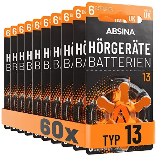 Hörgeräte-Batterien-13 ABSINA Hörgerätebatterien 13 60 Stück