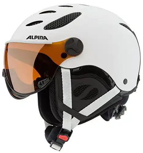 Skihelm mit Visier ALPINA Skihelm Jump JV, White Matt, 55-57 cm
