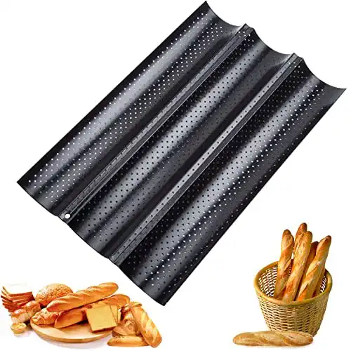 Baguette-Backblech QTTO, Baguette Backform für 3 Baguettes