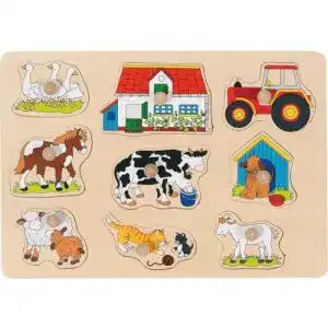 Goki-Spielzeug goki 57908 Steckpuzzle Bauernhof I, bunt