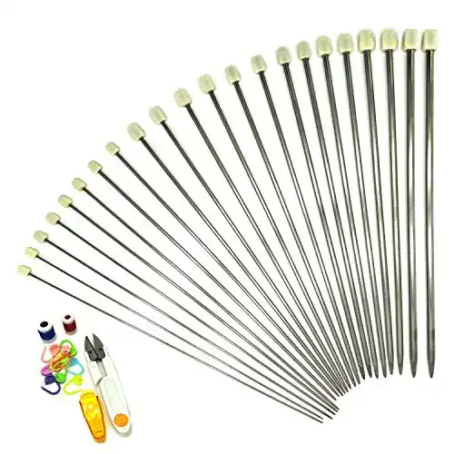 Stricknadeln Wartoon, 11 Paar 36 cm Edelstahl Single Spitz