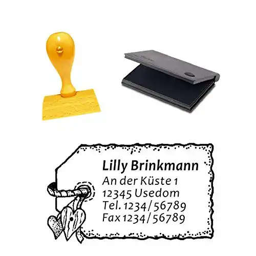Adressstempel DEKOLANDO Holz mit Adresse « HERZ-ETIKETT »