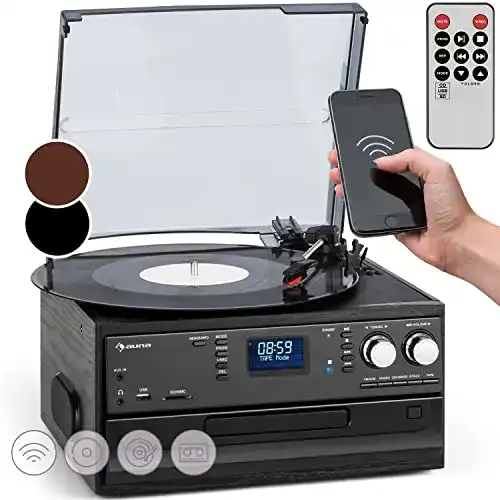 Stereoanlage mit Plattenspieler auna Oakland DAB Retro