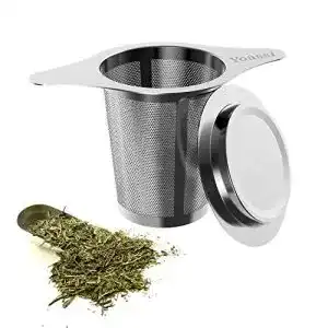 Teesieb Yoassi Premium mit Deckel und Doppel-Griff, Edelstahl