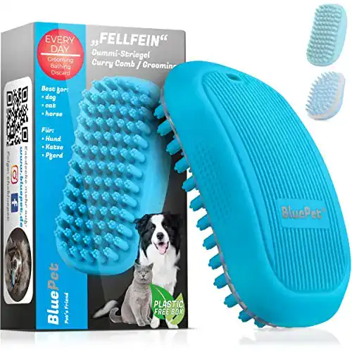 Hundebürste Bluepet ® FellFein Gummistriegel für Kurzhaar