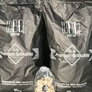 Grillkohle BBQKontor 20kg (2x10kg) Premium Buchenholzkohle