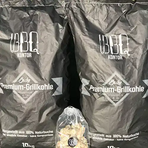 Grillkohle BBQKontor 20kg (2x10kg) Premium Buchenholzkohle