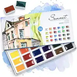Aquarellfarben Sonnet Aquarellfarbkasten Set – 24 kräftige Studio