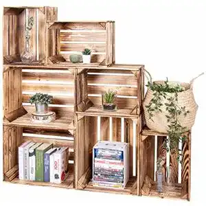 Weinkiste LAUBLUST Vintage Holzkisten 7er Set Geflammt