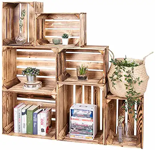 Weinkiste LAUBLUST Vintage Holzkisten 7er Set Geflammt