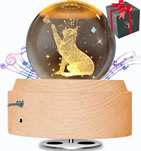 Spieluhr BIAOQINBO Kristallkugel mit 3D K9 Glas, Drehbar