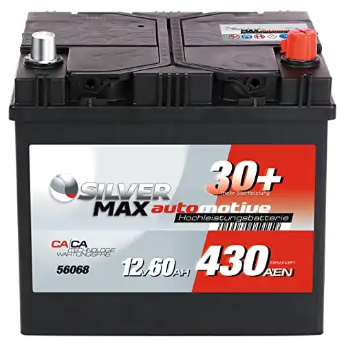 Autobatterie 60Ah BlackMax Starterbatterie ASIA SilverMax 12V