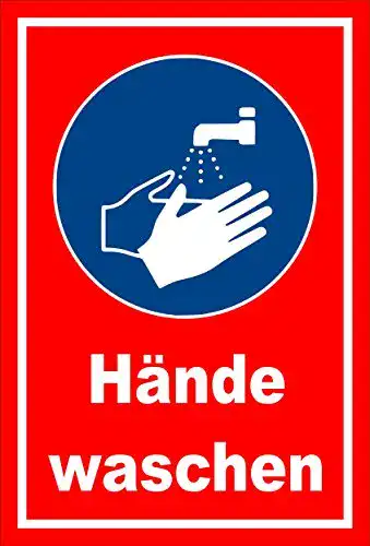 Hände-waschen-Schild Melis Folienwerkstatt Schild – Gebots-Zeichen
