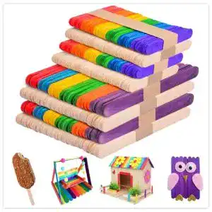 Holzstäbchen UCEC 4 in 1 Bunt & Natur, 400 Stück Holzstäbe