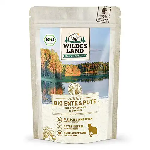 Bio-Katzenfutter WILDES LAND – Nr. 5 Ente & Pute – 12 x 85 g