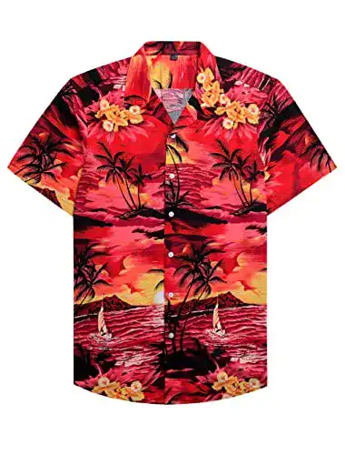 Hawaiihemd siliteelon Hawaii Hemd Männer Kurzarm Red