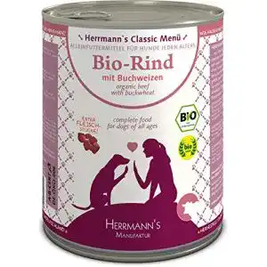 Bio-Hundefutter Herrmann’s, Rind Menu 1 mit Buchweizen, 6 x